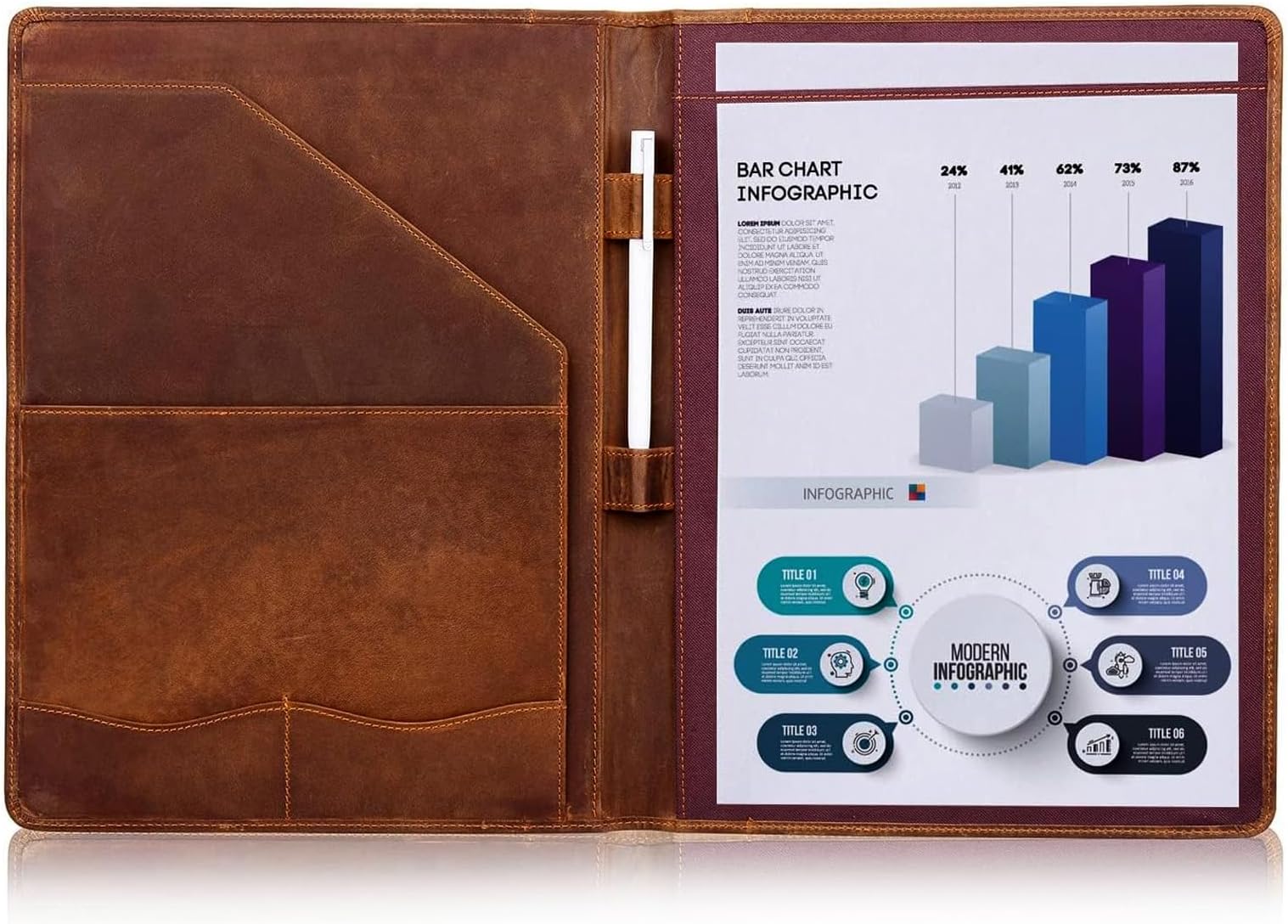 Jack&Chris Leather Portfolio, A4 Document Folder Legal Pad Padfolio, Professional Writing Letter Notepad Clipboard Sleeve Organizer, Resume Folio Binder for Men&Women,JC1823