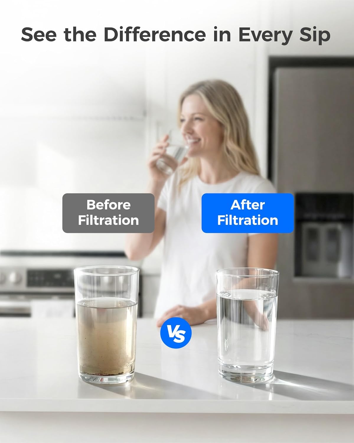 Waterdrop XWF Refrigerator Water Filter, Replacement for GE® XWF, WR17X30702, NSF 42/372 Certified, Compatible with GE® GNE27, GFE26, GDE25, GSS25, PSE25 Series Refrigerators, 4-Pack (Not XWFE) - Image 7