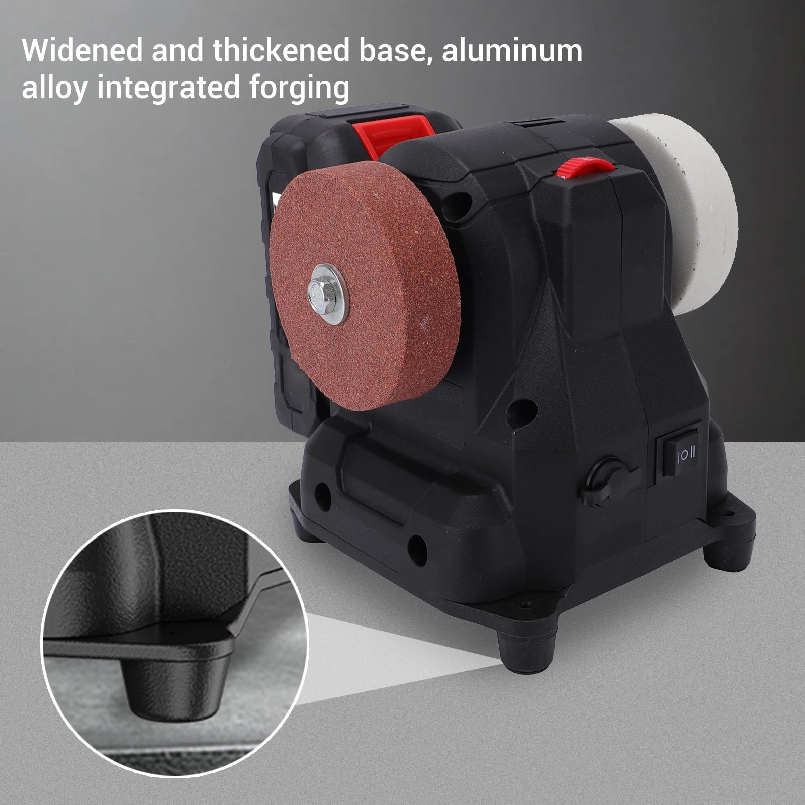 Fafeicy Mini Lijadora de Banco, Pulidora, 6 Engranajes, Apta para, Batería de 18 V, 21 V, Rectificadora Eléctrica para Joyería de Metal, Madera para Usuarios de Bricolaje,