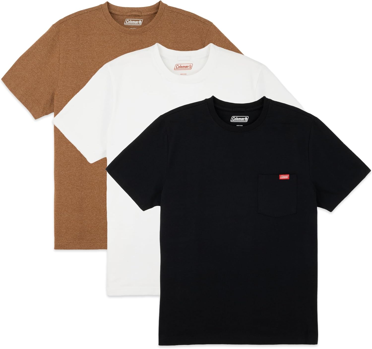 Coleman Mens Workwear Performance Short Sleeve Cotton T-Shirts Multi Color 3-Pack