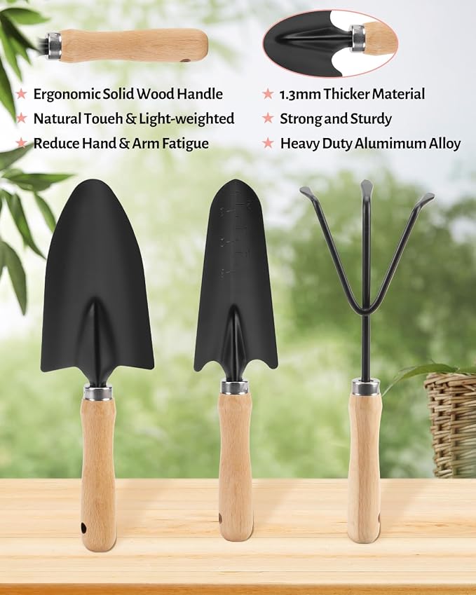 Set de 5 piezas de herramientas de jardín rosa para mujer miniatura 6