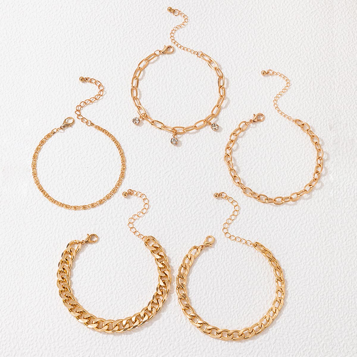Contemporary Stackable Bracelet Set - Plated & Toned - Set of 5