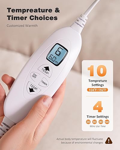 Vista 5 de Heating Pad for Neck and Shoulders and Back 2.5lb Weighted Heat Pad Large Electric Wearable Fast Heating, ETL Certified Gifts for Women, Gris