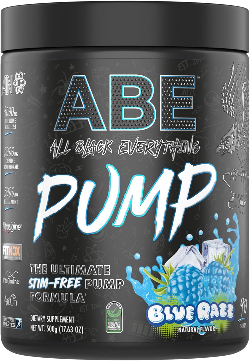 ABE Pump Pre Workout All Black Everything Stim Free Pump Pre Workout Powder Pump