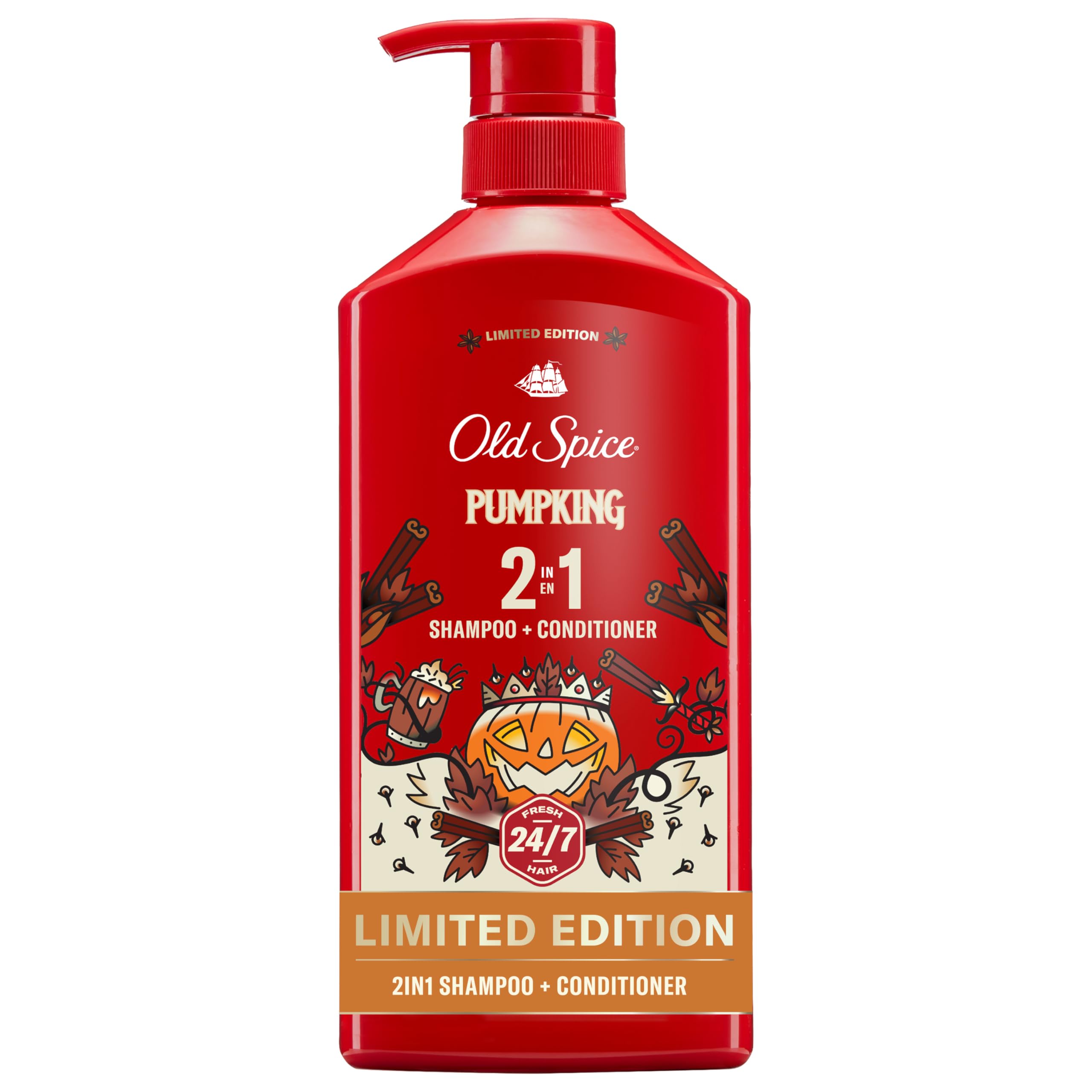 Old Spice PumpKing 2in1 Shampoo & Conditioner for Men, Holidudes Limited Edition, Scent of Pumpkin Spice, 21.9 fl oz