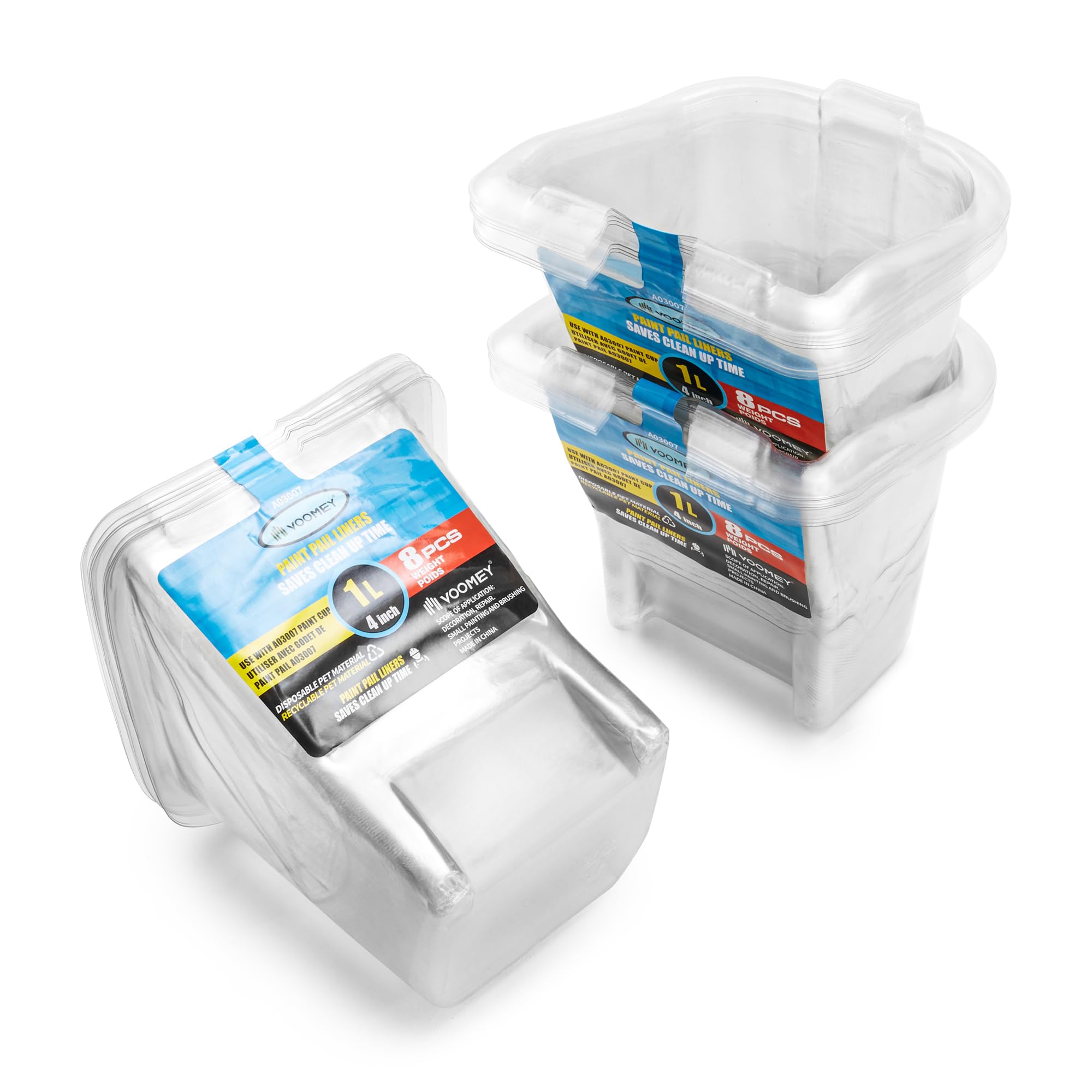 VOOMEY Juego de 24 revestimientos de cubo de pintura, juego de revestimientos desechables de plástico para vasos de pintura, capacidad para hasta un cuarto de galón de pintura o manchas