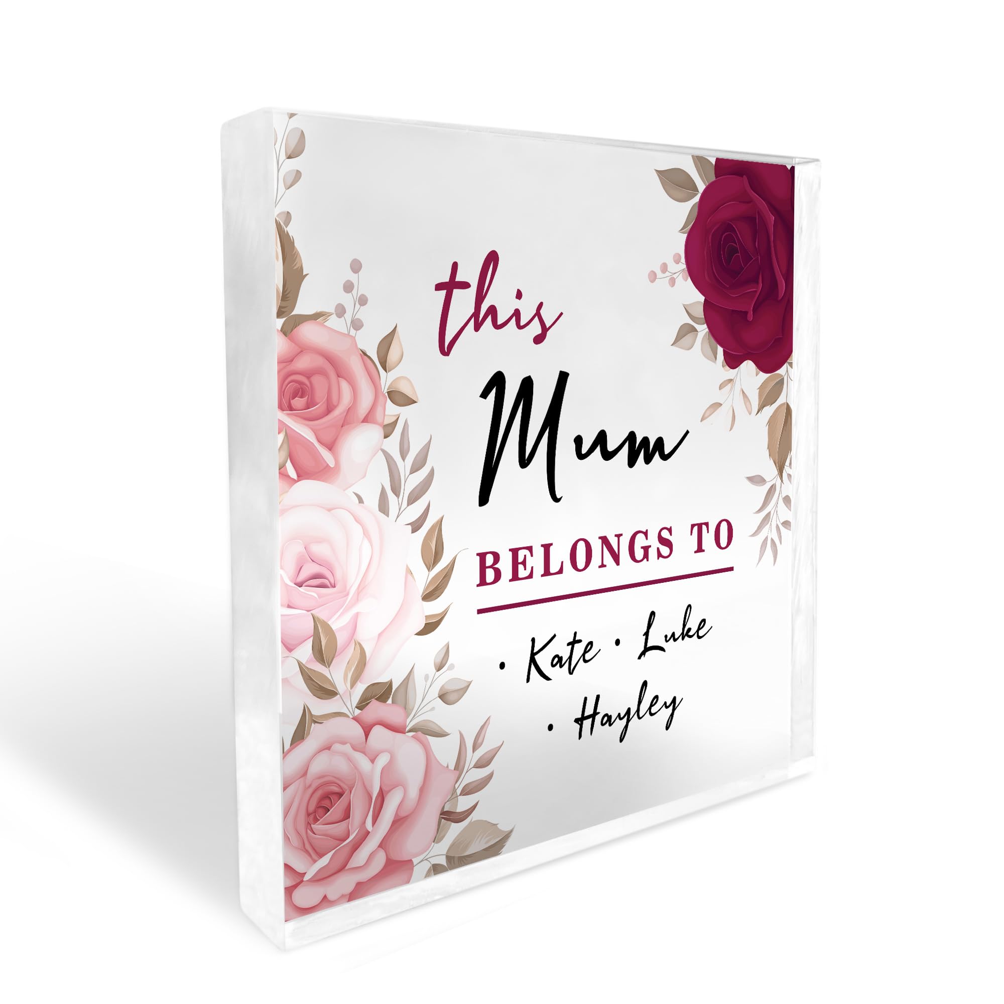 Red Ocean Gift For Mum For Mothers Day Birthday Personalised Plaque This Mum Belongs To From Daughter Son Thank You Gift For Her Floral Mothers Day Gifts Keepsake