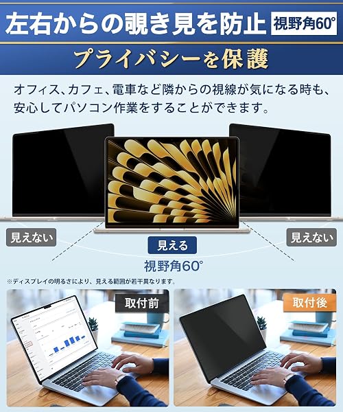 Lifeinnotech 覗き見防止 MacBook Pro 14インチ 2026 M5 Pro/Max 用 保護フィルム マグネット式 プライバシーフィルター 反射防止 アンチグレア ブルーライトカット 画面保護 2025~2021年モデル対応 - 3