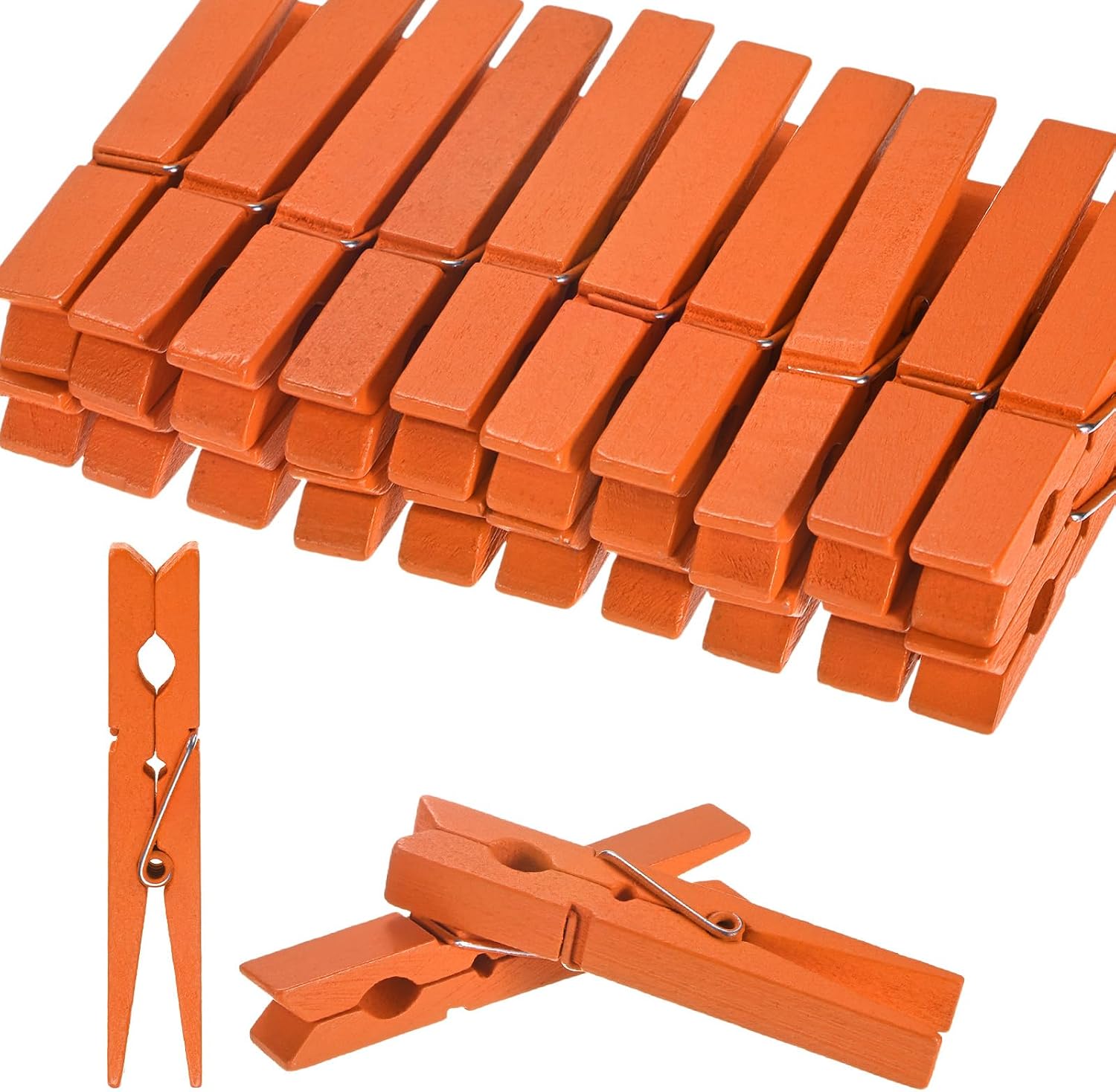 M METERXITY 50-Pack Colored Clothespins Wooden, 2.8 Inch/72mm Colorful Clothes Pins for Hanging Clothing/Crafts/Pictures, Wooden Clothespins [Orange]