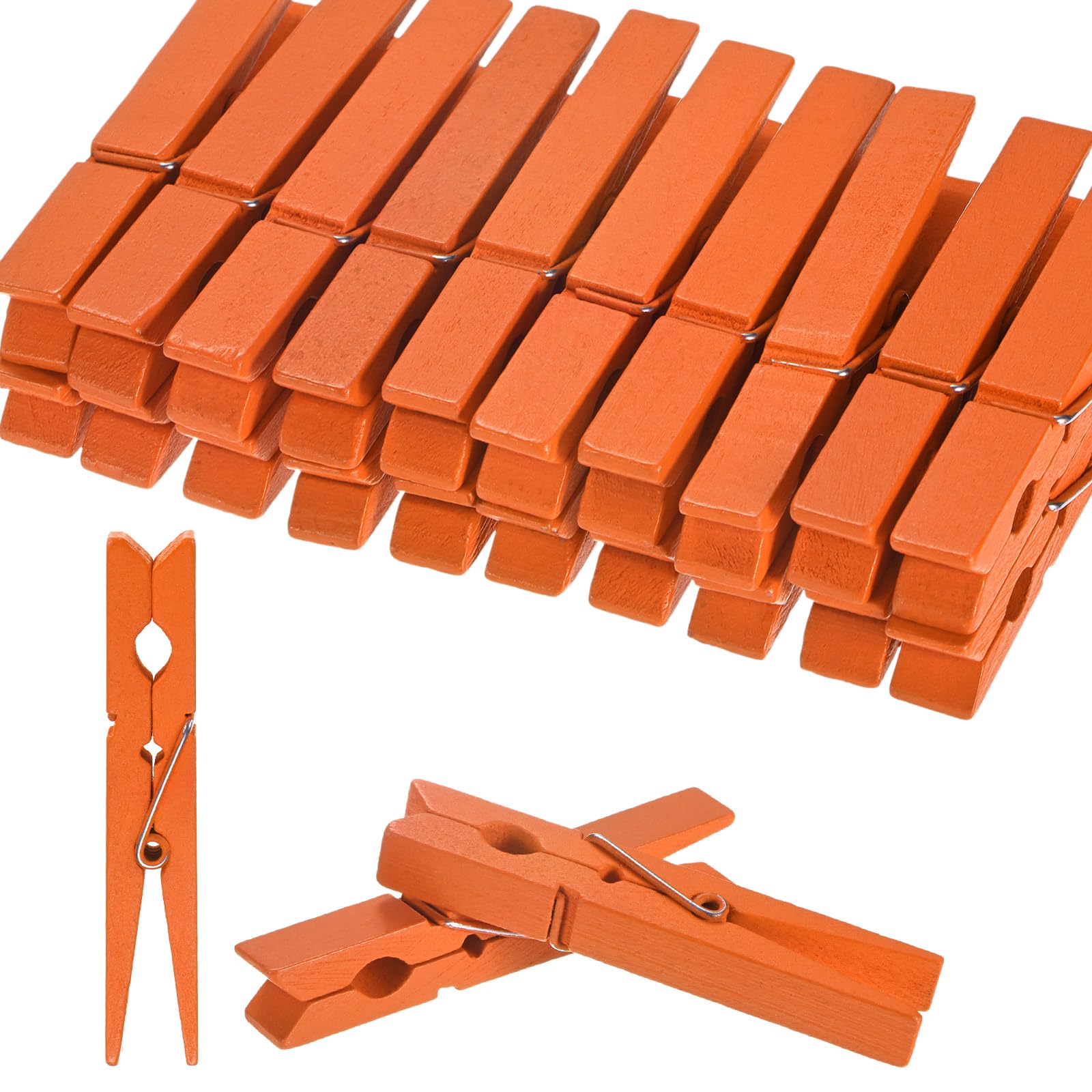 M METERXITY 30-Pack Colored Clothespins Wooden, 2.8 Inch/72mm Colorful Clothes Pins for Hanging Clothing/Crafts/Pictures, Wooden Clothespins [Orange]