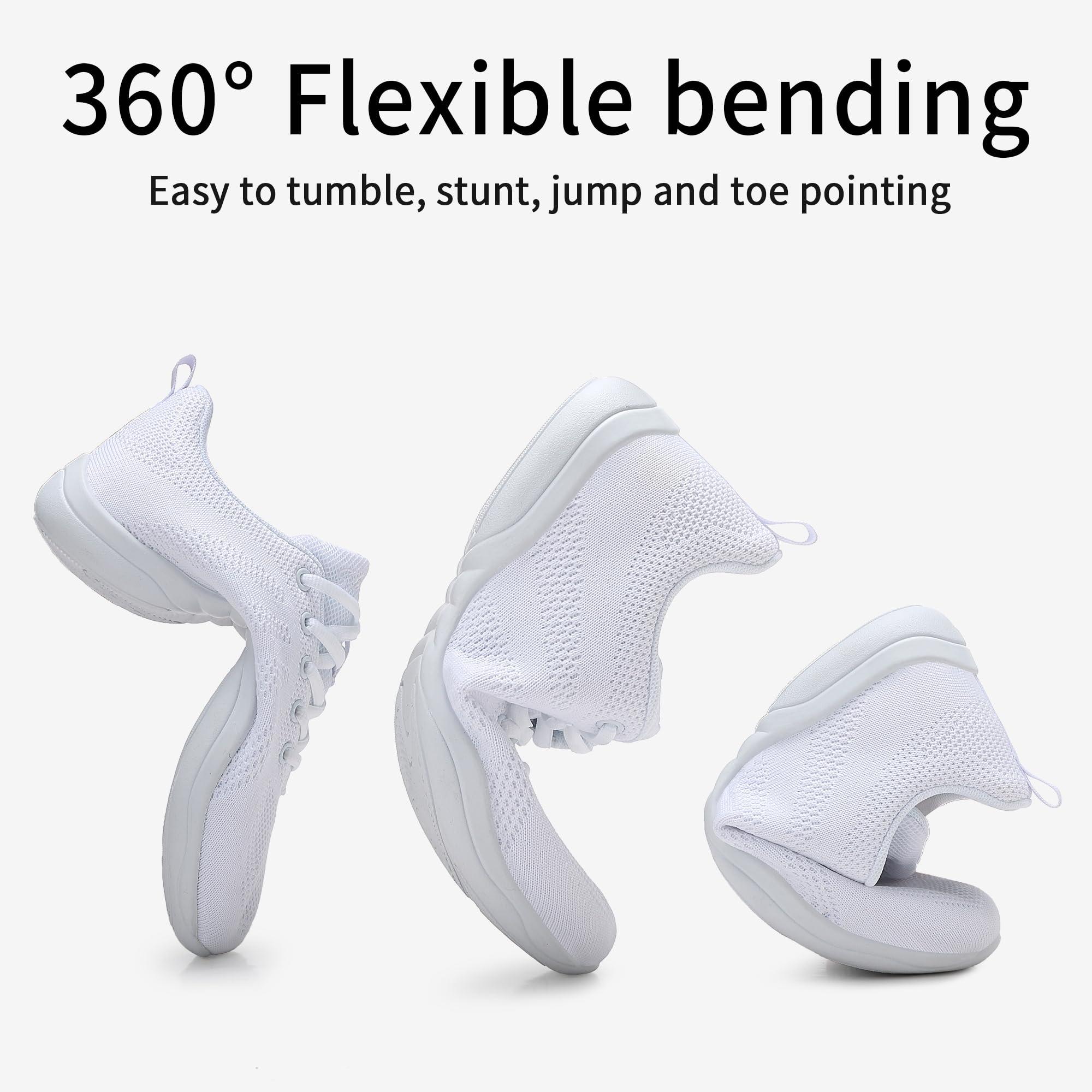 Cheer Scarpe Sportive Multiuso Bianche Traspiranti per Danza Atletica Cheerleading Allenamento e Gara Unisex