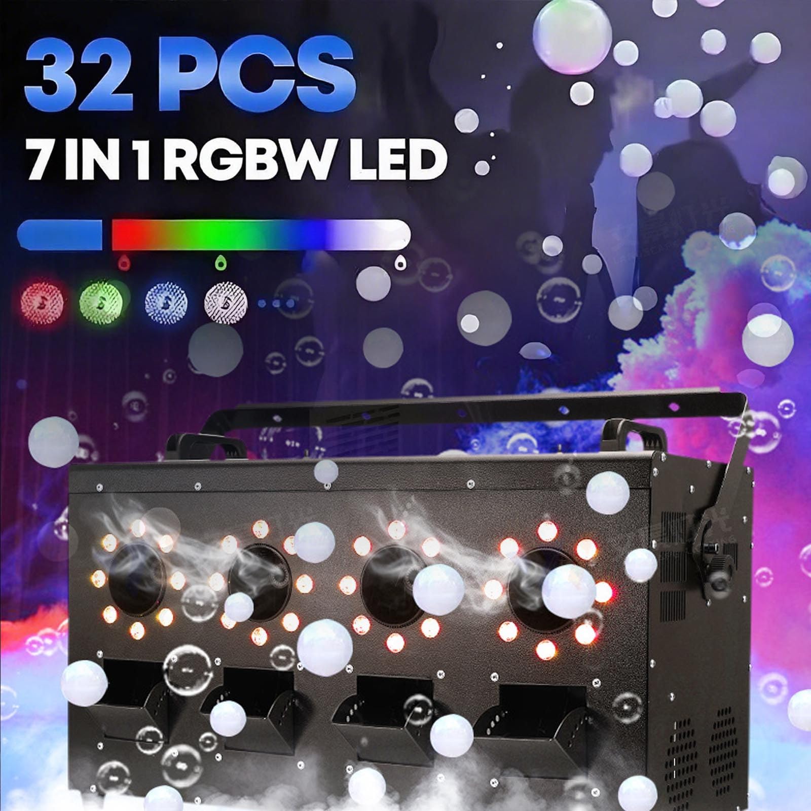 Akcesoria domowe, wytwornica mgły 1500/3000 W, wytwornica mgły 3 w 1 z otworami wentylacyjnymi/dymem fantomowym/wyjściem dyszy baniek, 8 kanałów RGB 24/32 diody
