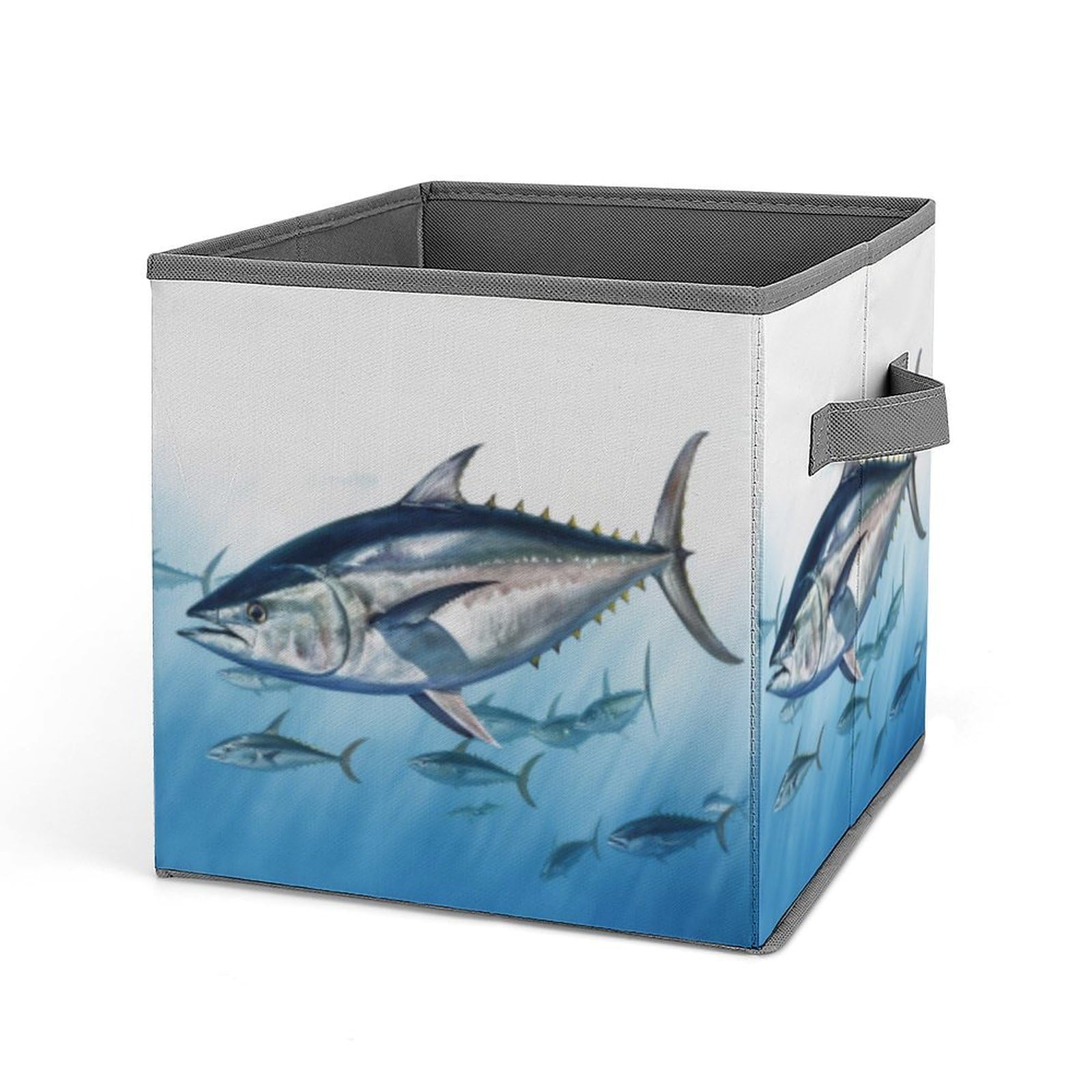 JTREHY Bluefin Tuna Thunnus Printed Foldable Storage Box, 10.6 Inches Fabric Storage Box for Wardrobe, Bedroom, Utility Room