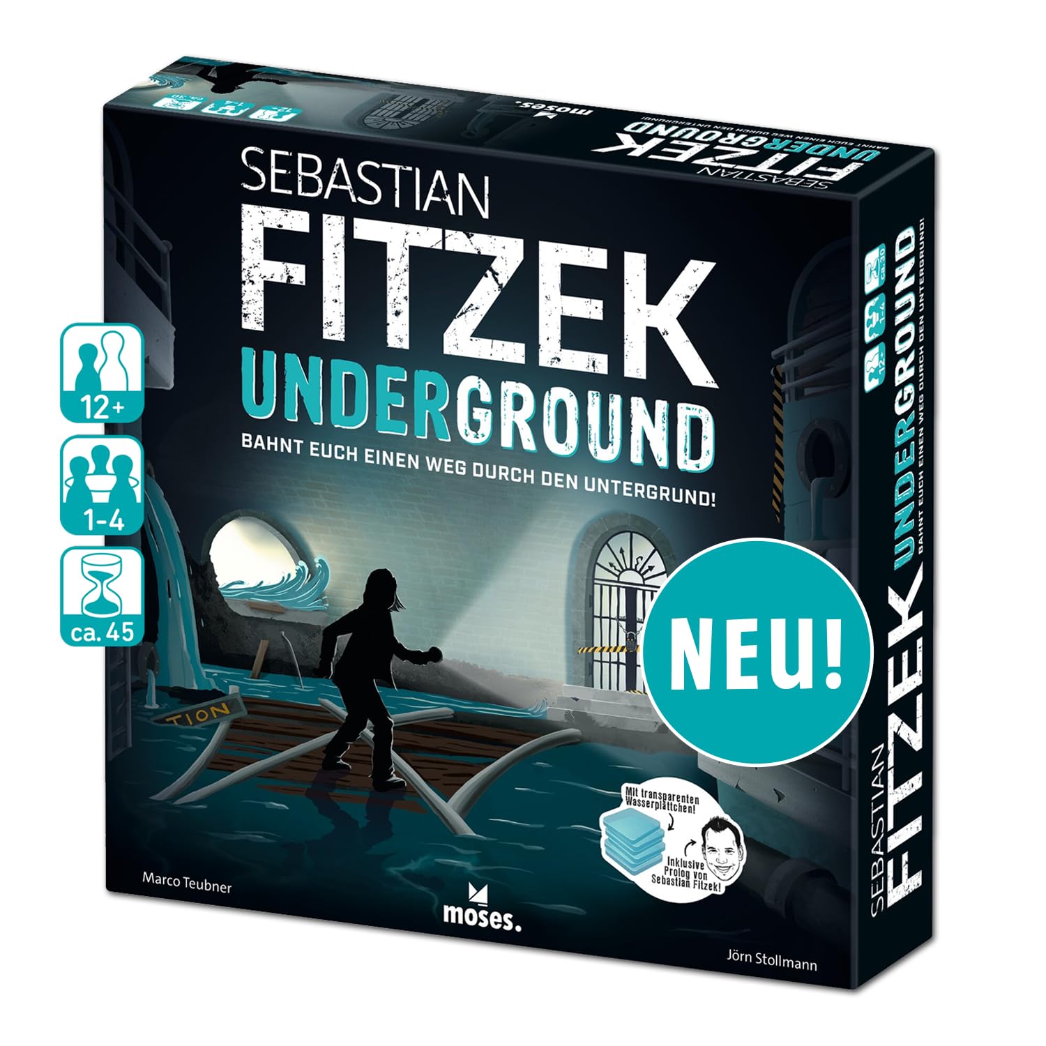 moses. Sebastian Fitzek Underground, Innovative 3D Thriller Game for Escape Game Fans, Cooperative Board Game by Marco Teubner with Various Difficulties, from 12 Years