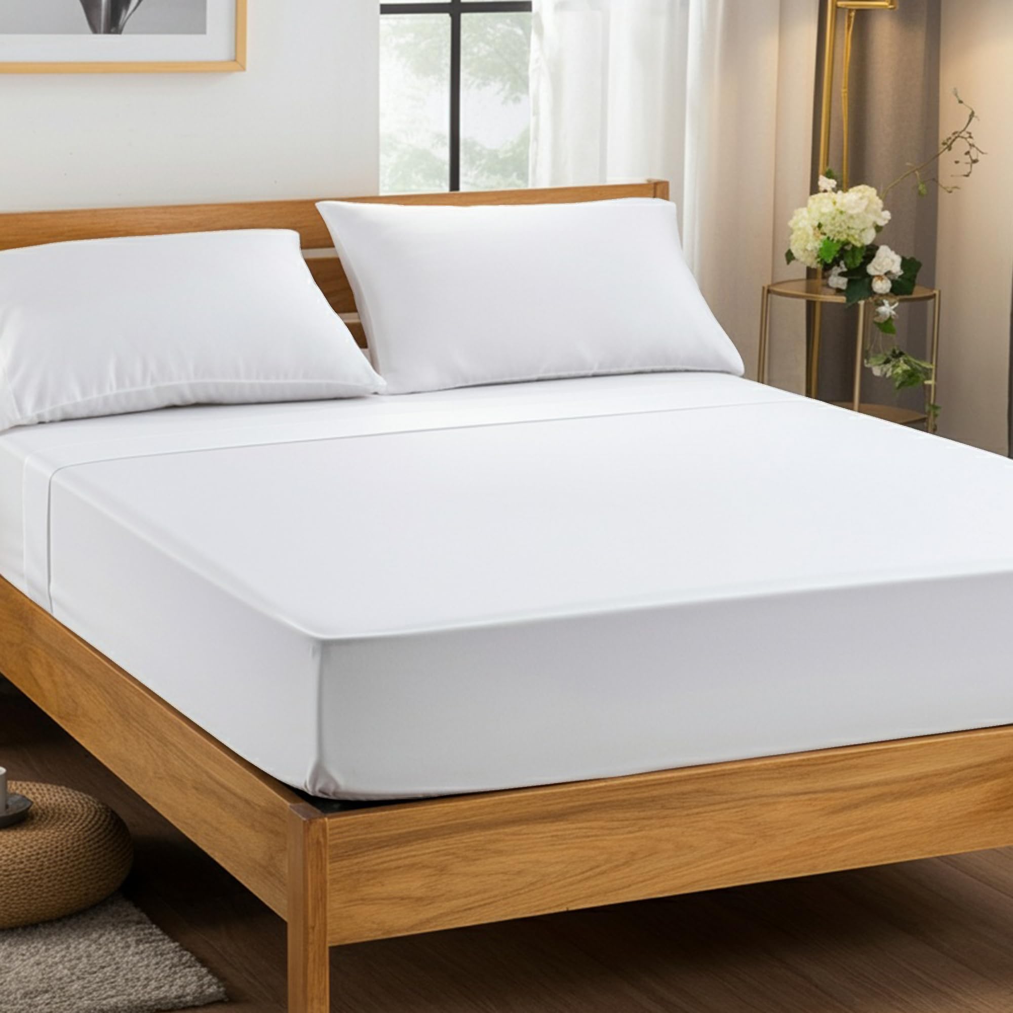 Snug City - Fitted Sheet - Microfibre - King - White