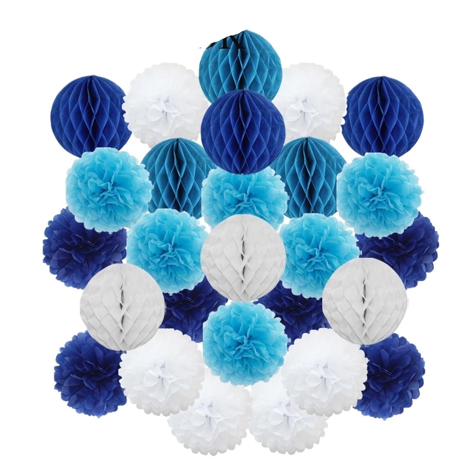Paper Pom Poms Wedding Ceremony DIY Decoration Hanging Round Ball Honeycomb Paper Pompom for Baptism Birthday Party Favor(Dark Blue Set,8inch(20cm))