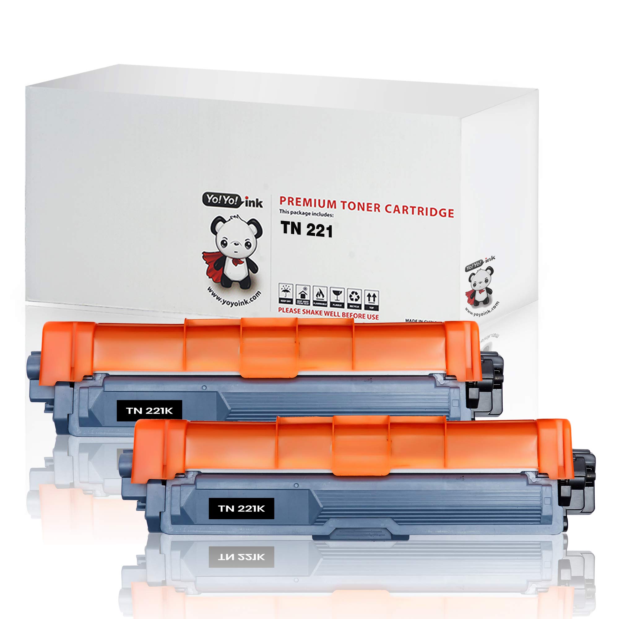 YoYoink Compatible Toner Cartridge Replacement for Brother TN221 TN 221 (2 Black; 2 Pack)