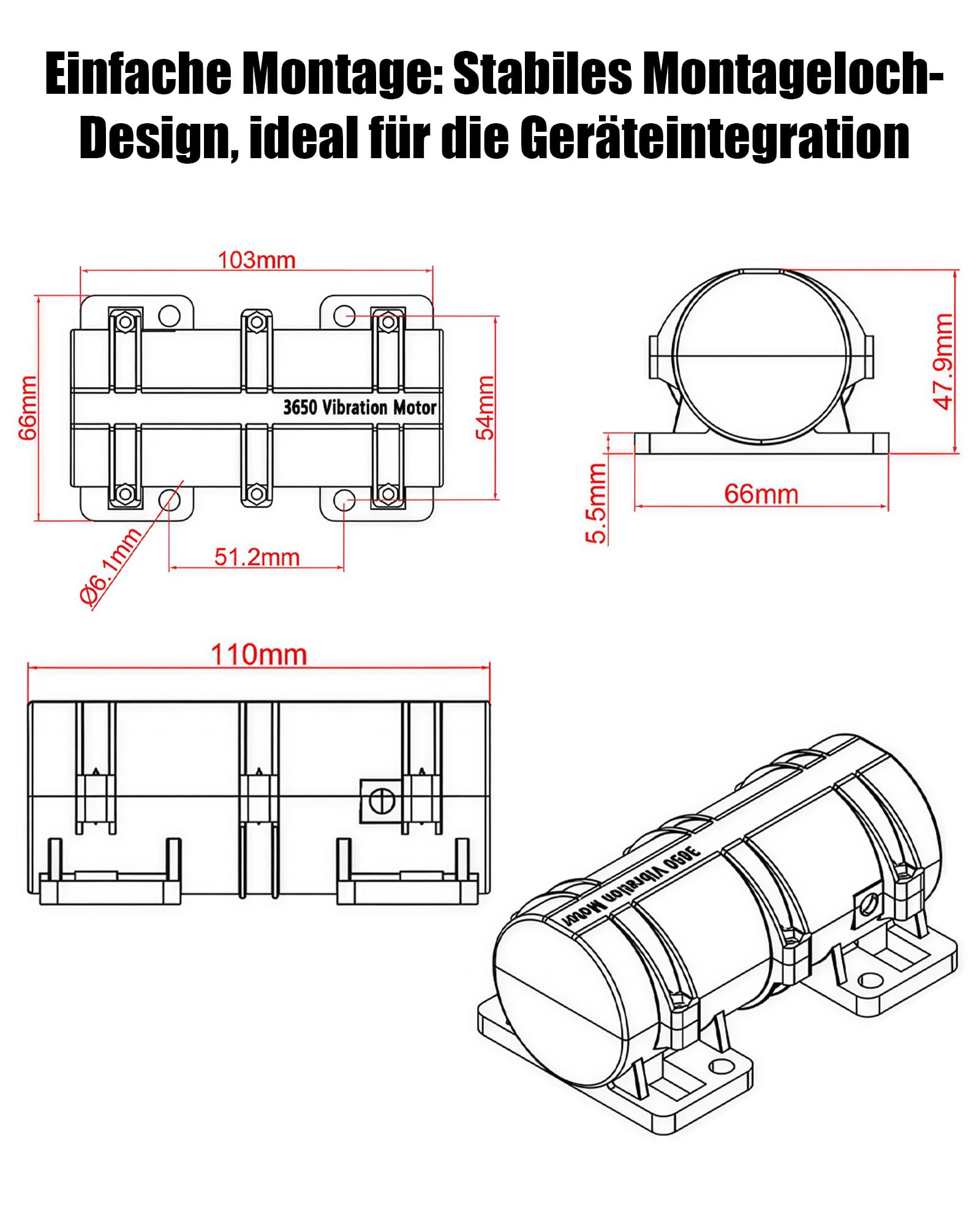DC 24V Vibrationsmotor: Mini-Vibrationsmotor 3800 U/min aus Kunststoff mit Netzteil für Massagebett und Stuhl Stabiler Vibrationsantrieb für Hersteller und Gerätewartung