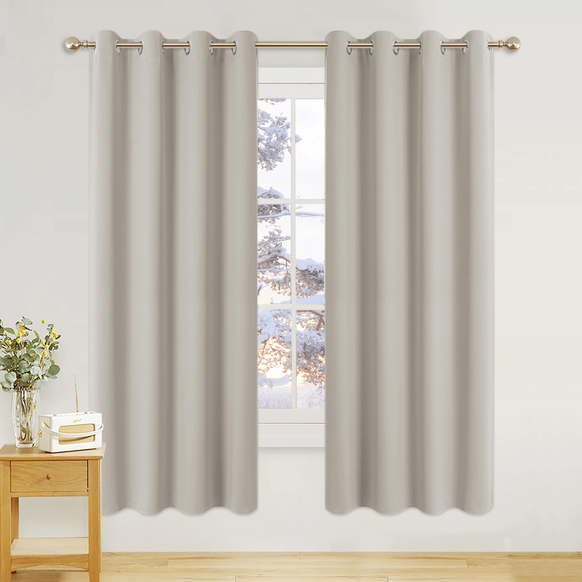 PONY DANCE Thermal Curtains W66 X L72 Inch for Living Room Energy Saving Balance Temperature Curtains with Eyelet Super Soft Noise Reducing Drapes for Window Treatment Bedroom/Nersery - Image 2