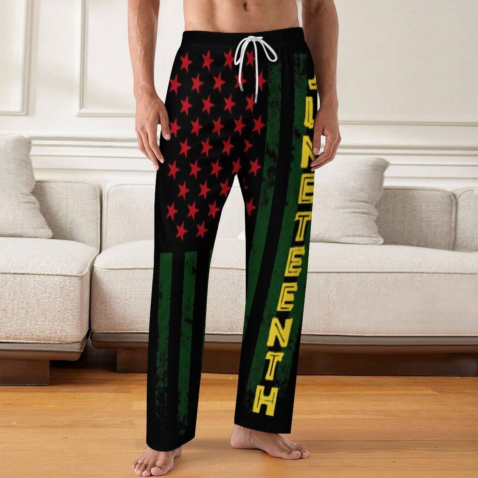 Juneteenth American Flag Sleeping Pajama Pant for Men Casual Lounge Pocket Drawstring Sleepwear Sleep Pants 3XL