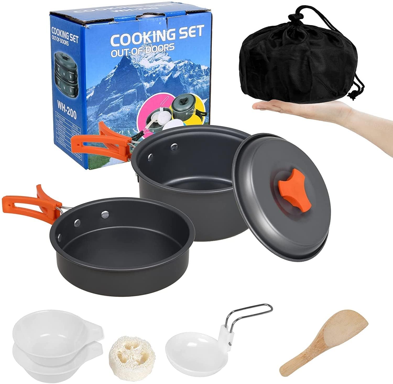 Camping Cookware Outdoor Cooking Set Bowl Pot Pan, Aluminium Camping Cooking Utensils with Portable Bag for Outdoor Camping, Lightweight Camping Accessories (B0CYBVFVXM) Amazon Price History, Amazon Price Tracker