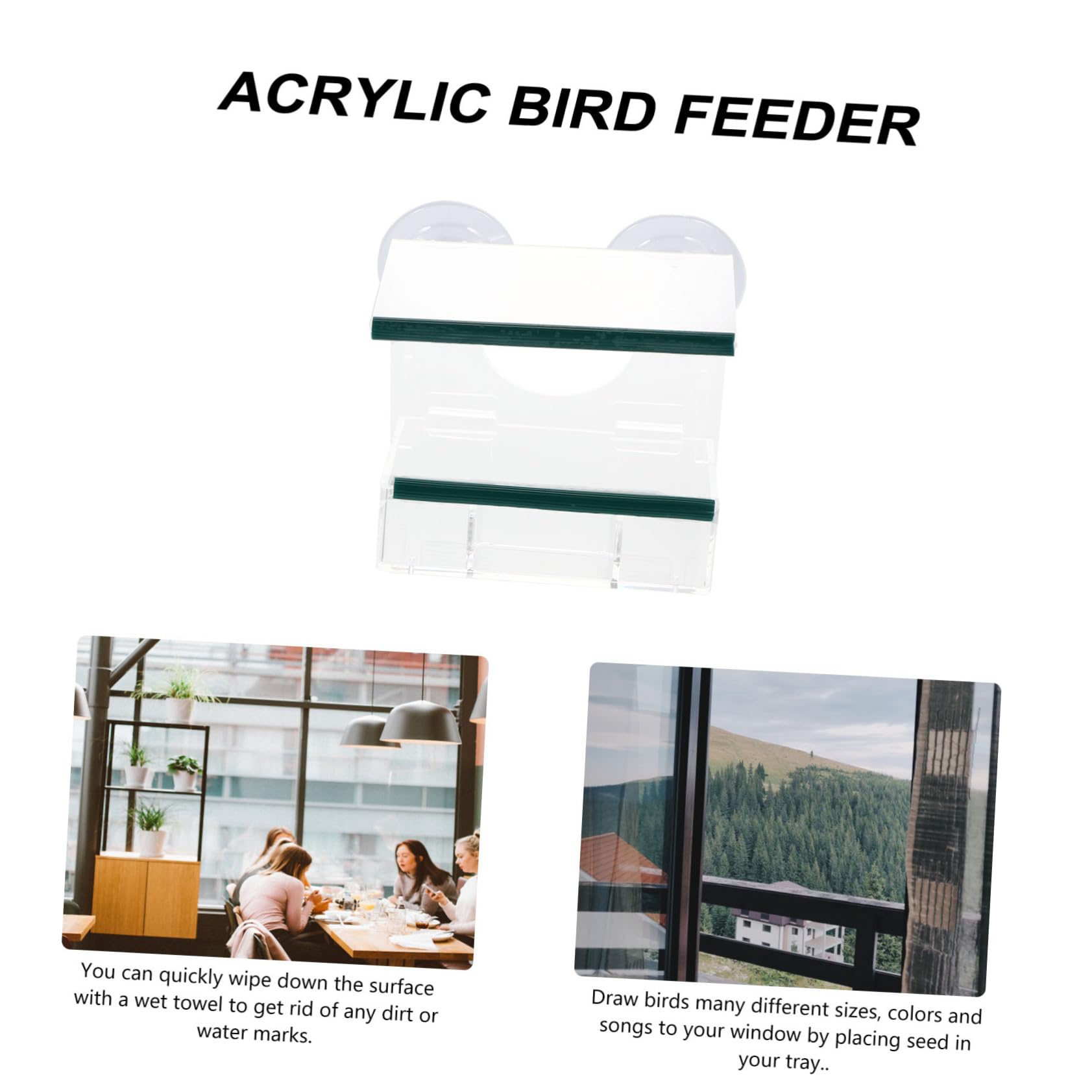 Comedero para Aves De Acrílico Alimentador De Pajaritos Transparente para Ventana y para y Decoración Exterior