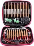 Circular Knitting Needles Ring Set, Interchangeable Carbonized Bamboo Needles Set Crochet Needles with Storage Case for Knitting, Aluminum Knitting Needles Knitting Tools
