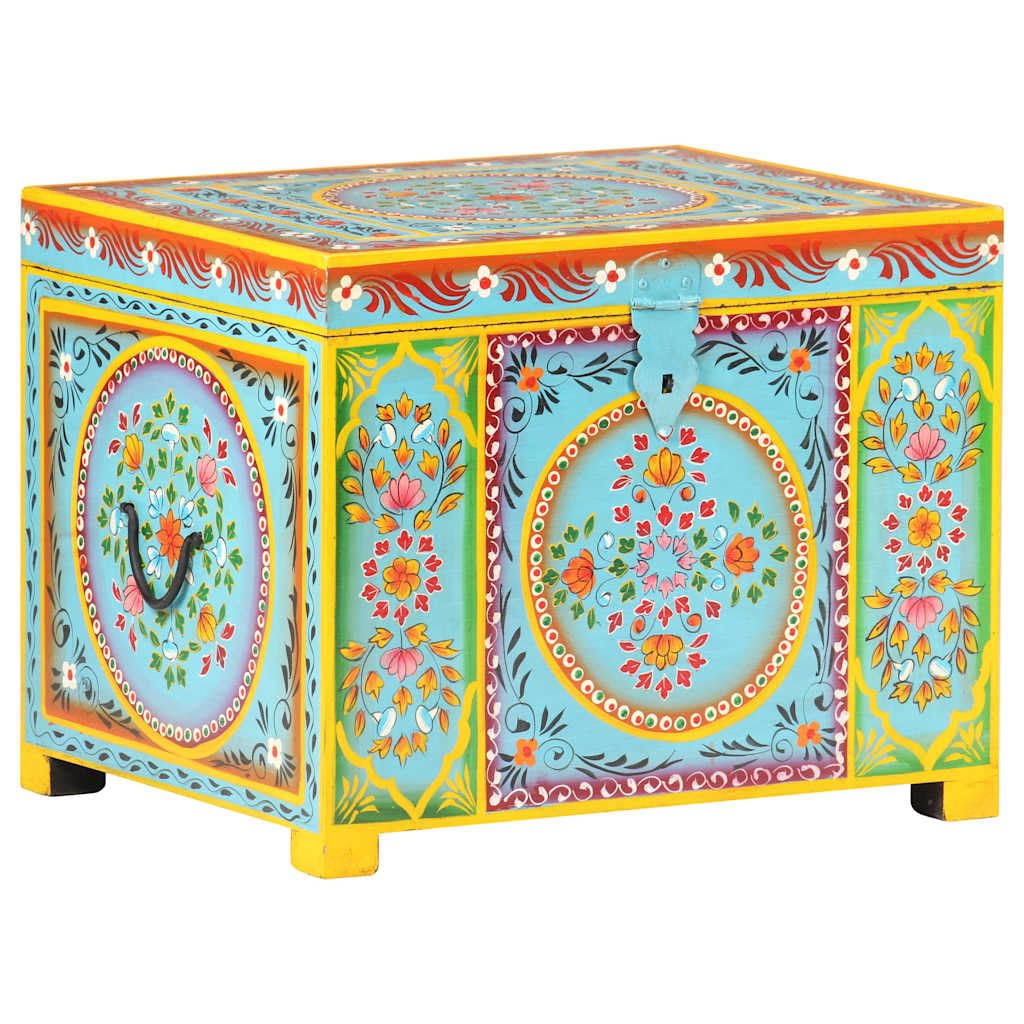 Caja de almacenamiento de madera, mango macizo, 50 x 40 x 40 cm, pintado a