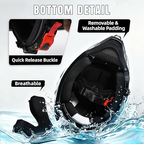 Miniatura 5 de TRIANGLE - Casco de motocicleta para deportes duales, casco para bicicleta todoterreno, ATV, casco de cara completa para adultos, hombres, con