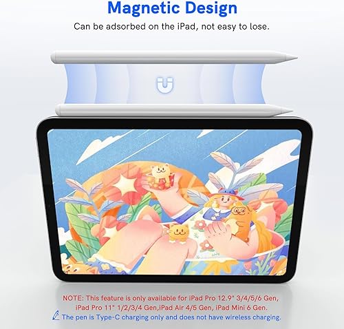 Miniatura 3 de Lápiz óptico compatible con Apple iPad (2018-2022) NTHJOYS iPad Pencil con rechazo de palma, inclinación, magnético, bolígrafo activo para iPad Pro