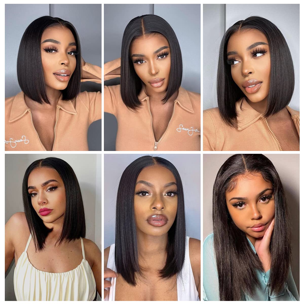 LICHANG 11 Inch 4x4 Lace Closure Bob Wigs Human Hair Wear And Go Straight Glueless Pre Plucked with Baby Hair for Black Women 180% Density