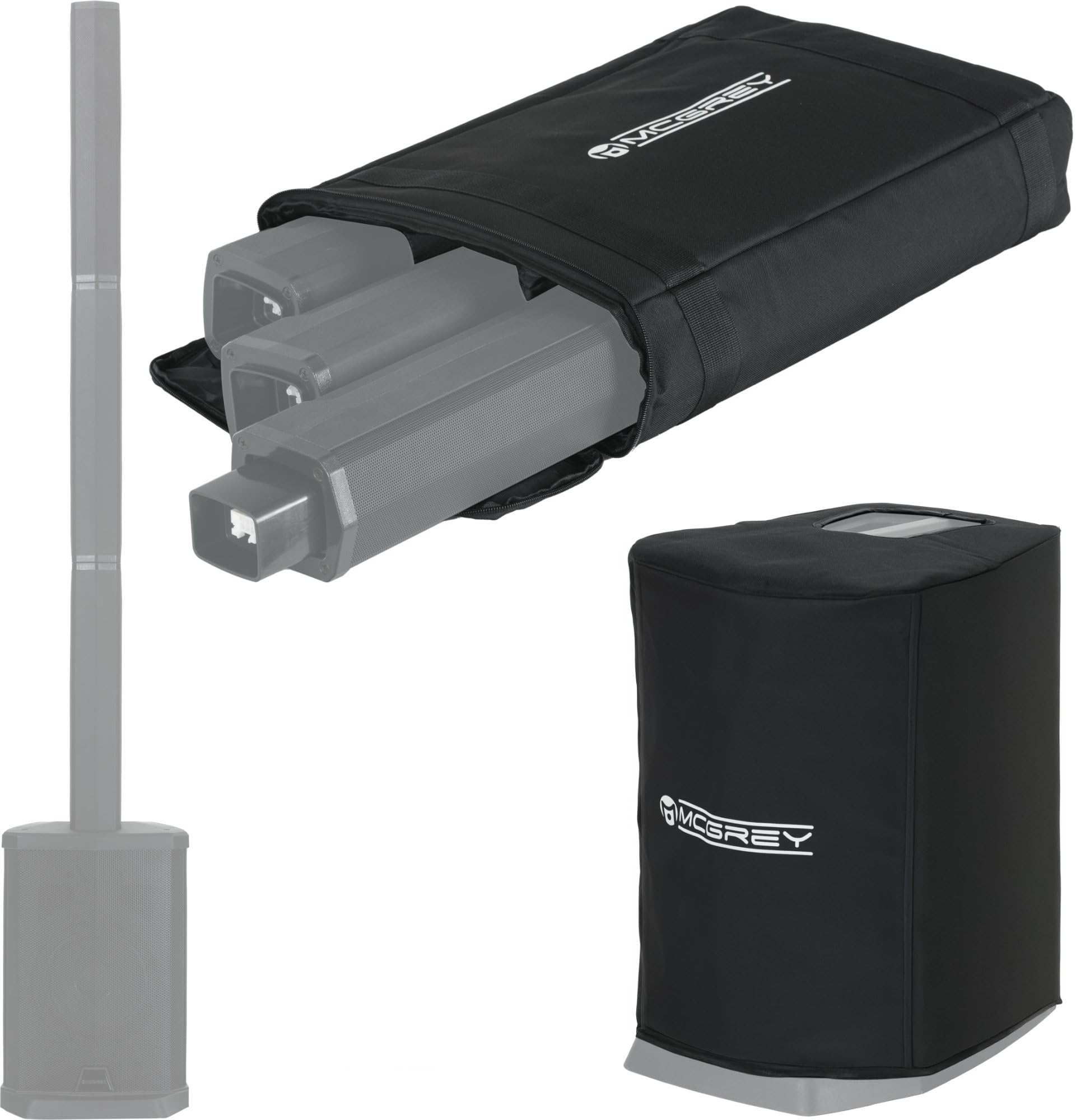 McGrey E-208 Bag Set, Housse pour subwoofer, en Nylon Robuste | Sac rembourré pour colonnes avec 3 compartiments séparés, Couleur: Noir, Matériau: Nylon robuste pour une utilisation durable