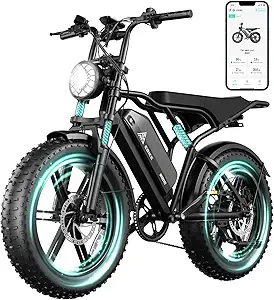 TST Electric Bike for Adults 1500W Peak 20" Fat Tire All-Terrain E-Bike 60/110 Miles 28MPH Electric Dirt Bike for Road Sand Mountain Snow - 48V 15/25AH Battery Powered Electric Motorcycle