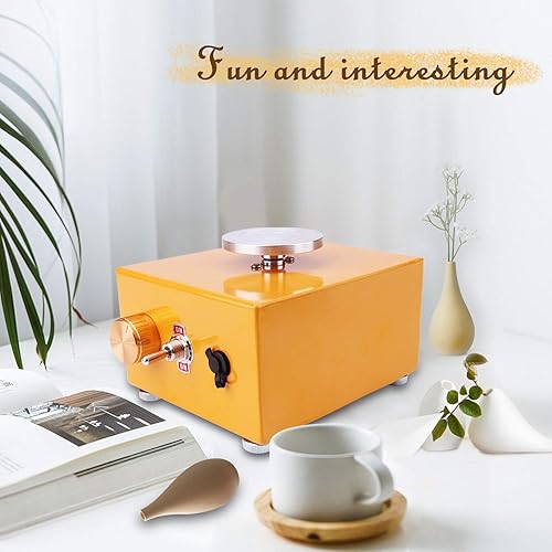 Miniatura 7 de Yofuly Mini rueda de cerámica con 3 mini tocadiscos, máquina de rueda de cerámica eléctrica de 2300 rpm, mini máquina de cerámica para hacer arcilla
