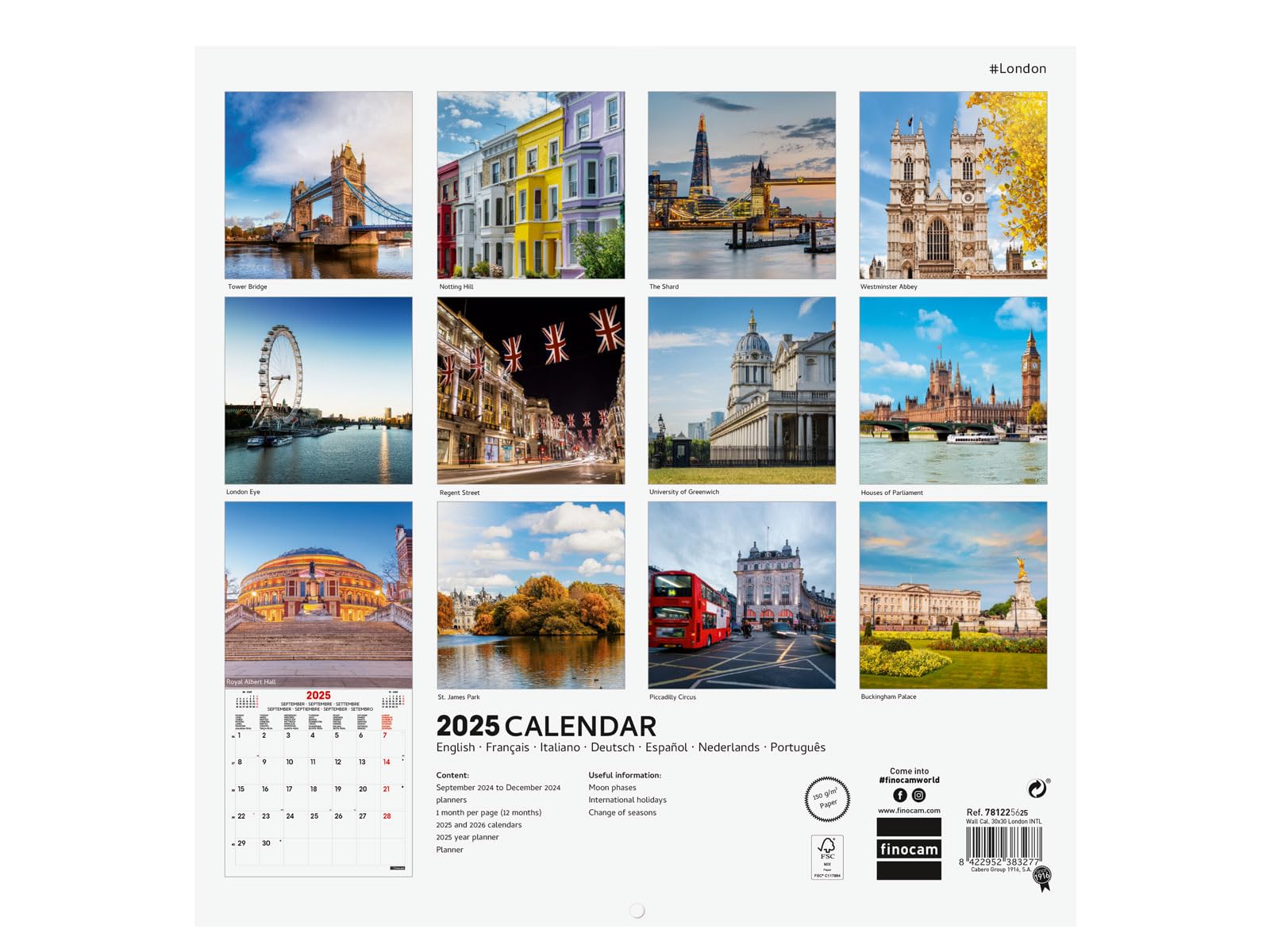 Calendrier 2026 Bureau Finocam - Calendrier Mural Neutre Pour écrire 3 Mois Vue 2025 Mois Vue Janvier 2025 - Décembre 2025 (12 Mois) Catalan Calendrier De Bureau 2026