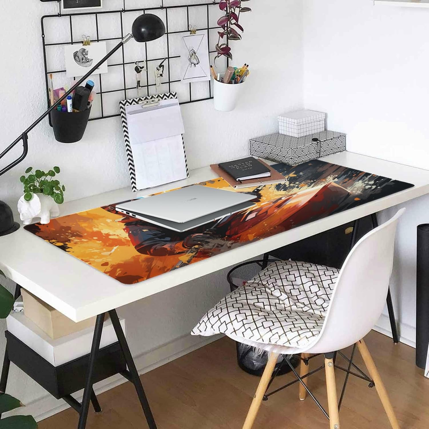 Cute Kayak Pattern Mouse Pad 35.5 x 16 Inch, Non-Slip Rubber Base, Ergonomic Design for Pain Relief, Perfect for Computer Users