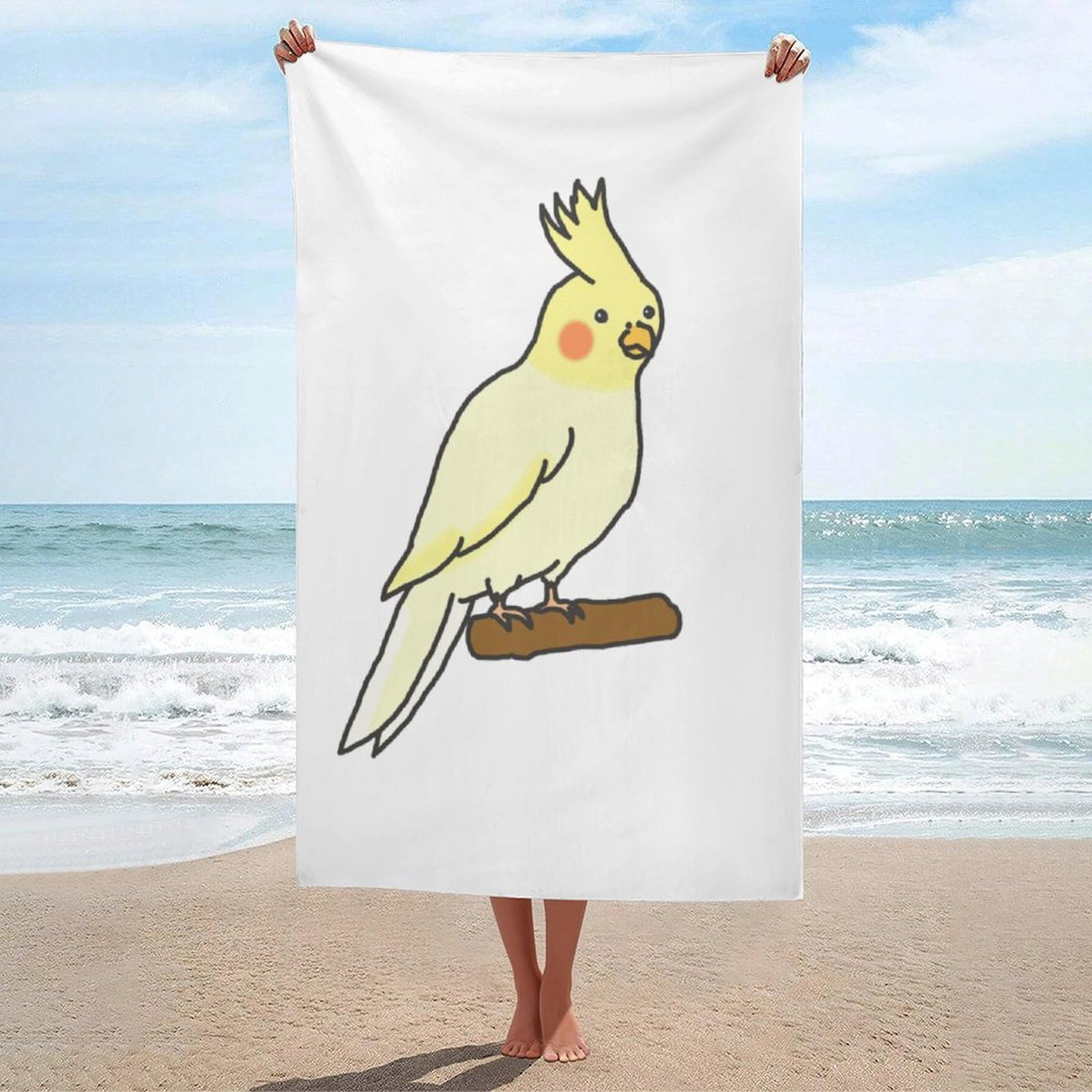 LWORZIIB Beach Towel, Cute Cockatiel Bath Towel, Absorbent Towel for Swimming, Sports, Travel