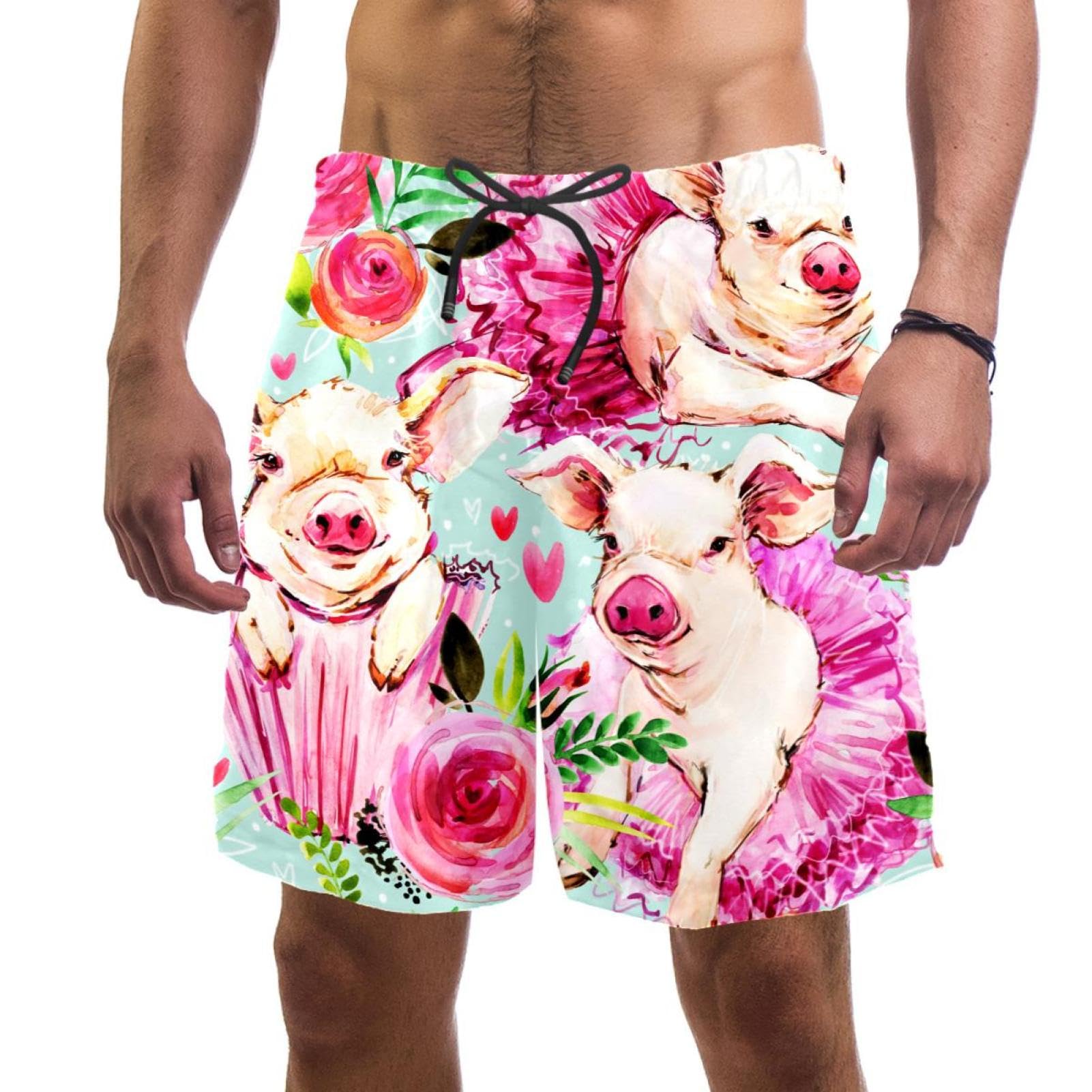 Maillot de bain séchage rapide short homme fleurs de cochon - 6