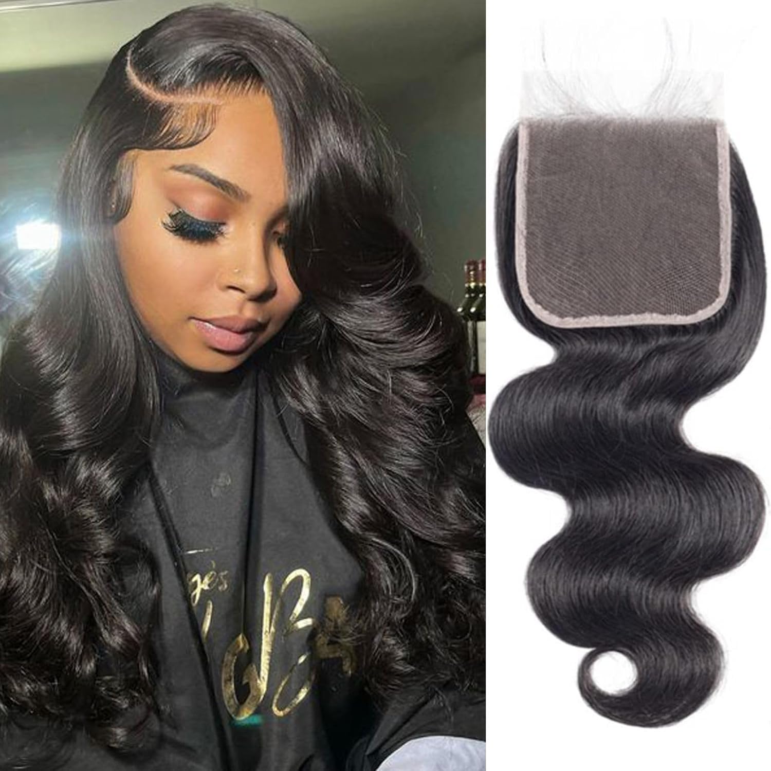 Littlefairy 5x5 HD Lace Closure Body Wave 12A Virgin Remy Human Hair 12 Inch Pre-Plucked Transparent Frontal for Black Women