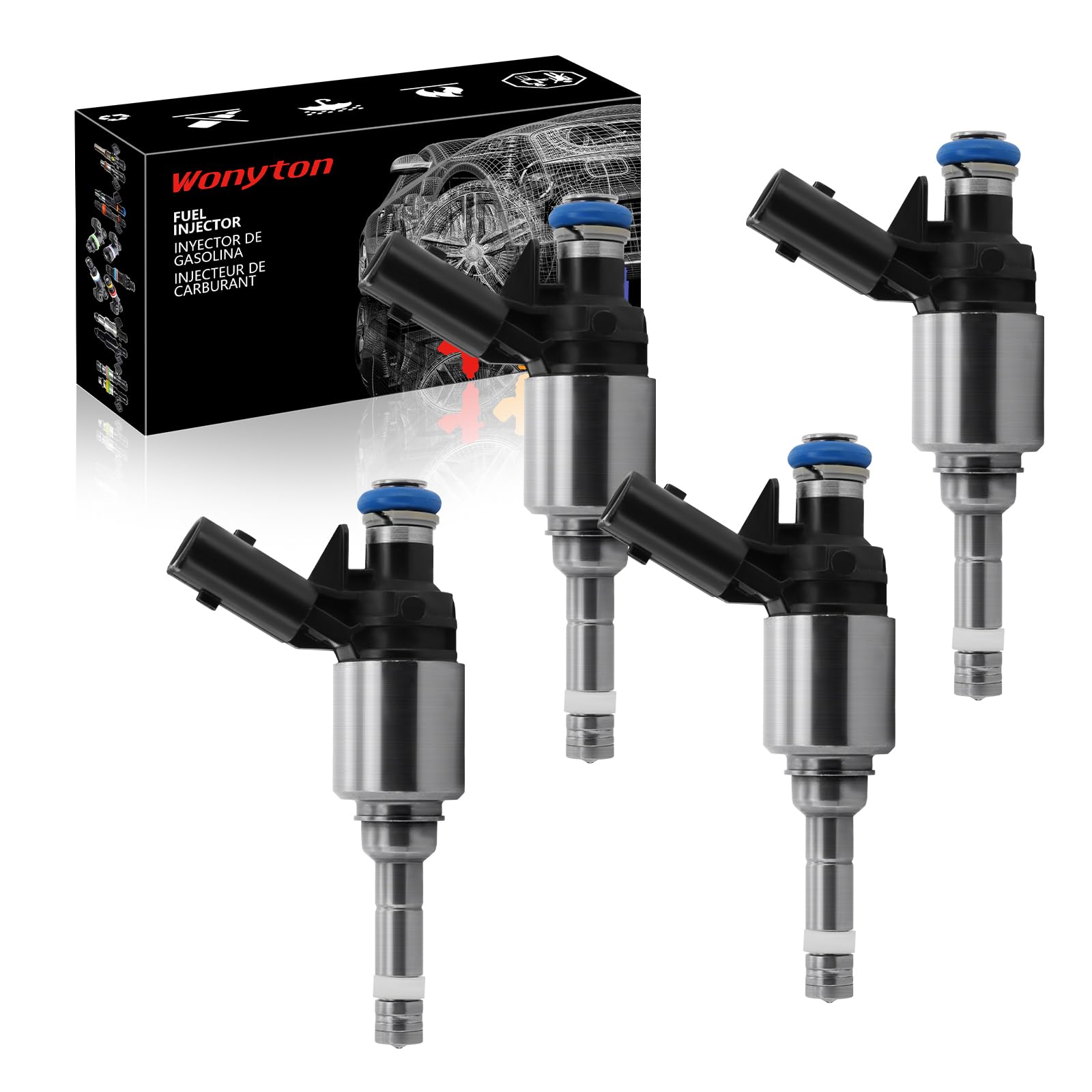 Wonyton Set of 4 Fuel Injectors FJ1438 Replacement Compatible with Hyundai Santa Fe Sport Sonata Tucson Kia Optima Sorento Sportage 2.4L L4 - Replaces