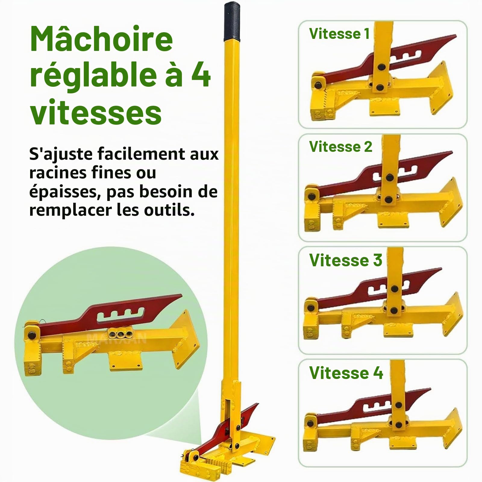 Générique Arrache Souche avec Mâchoire Réglable À 4 Positions,Extracteur Arrache-Souche De Grande Taille À Haut Levier,Outil De Retrait De Piquet Métallique pour Arbres/Arbustes/Vignes