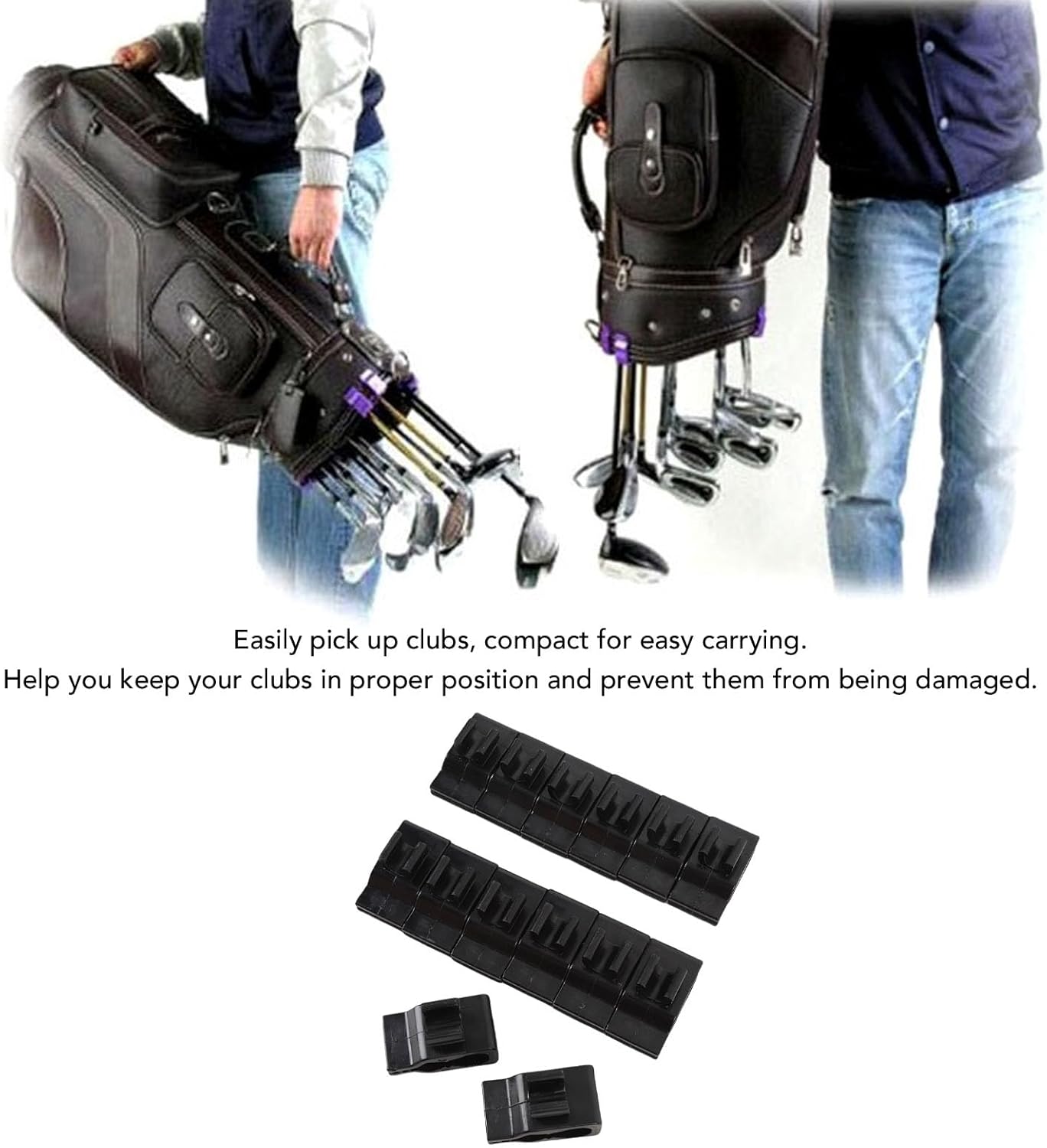 14pcs Golf Club Bag Clips Putter Holder Clamp Club Organizer Clamp Plastic Putter Golf Accessories with Secure Design for Men Women Golfers