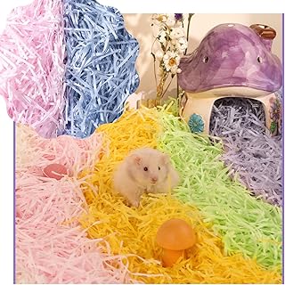 MANON ROSA Small Animal Bedding Colorful Hamster Nesting Paper Material Cozy Safe for Bird Guinea Pig Chinchilla Mice Gerbils Rat Pets (Pink Purple)