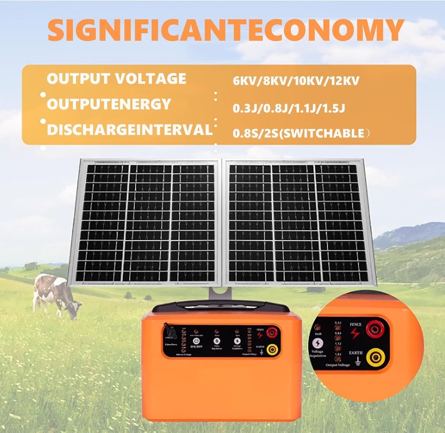 Ogrodzenie Elektryczne Zasilane Energią Słoneczną O Długości 48 Km, Zasilacz Mocy 0,3 J–1,5 J, Napięcie Regulowane W Zakresie 6 KV–12 KV, Przeznaczone Do Ochrony Zwierząt Hodowlanych I Drobiu
