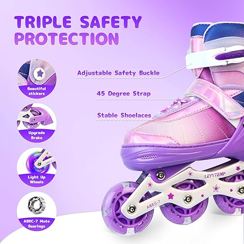 Miniatura 3 de Patines en línea ajustables para niños, niñas y adultos, patines con todas las ruedas que se iluminan para exteriores, para principiantes, jóvenes y