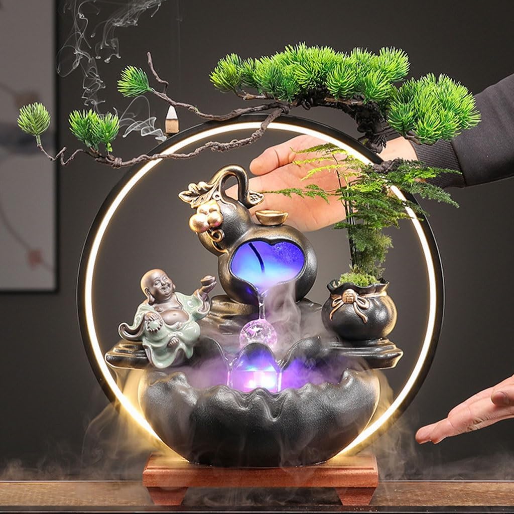 Small Fountain Indoor Tabletop Fountains Creative Water Ornaments Tea Room Desktop Small Fish Tank Office Circulating Water Desktop Fountain Decorations Tabletop Fountains