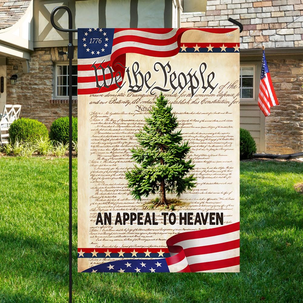 American Flag-We The People Betsy Ross 1776 An Appeal To Heaven Pine Tree Flag TPT1923F, Garden Flag (11.5" x 17.5")-USA Flags Premium Polyester-Decorative Indoor Outdoor Flag