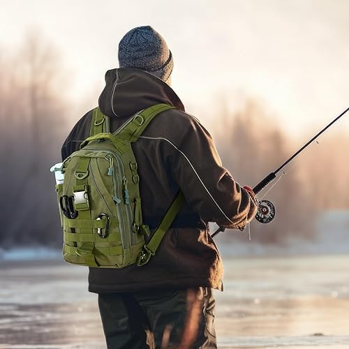 Miniatura 58 de Aertiavty Mochila de pesca, bolsa de pesca con caja de aparejos, bolsa de aparejos de pesca compacta, mochila de aparejos de pesca con soporte