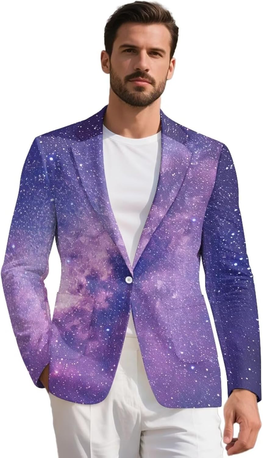 Men's Linen Suit One Buttom & Notched Lapel Casual Blazer for Men Slim Fit Lightweight Jackets for Men S-5XL