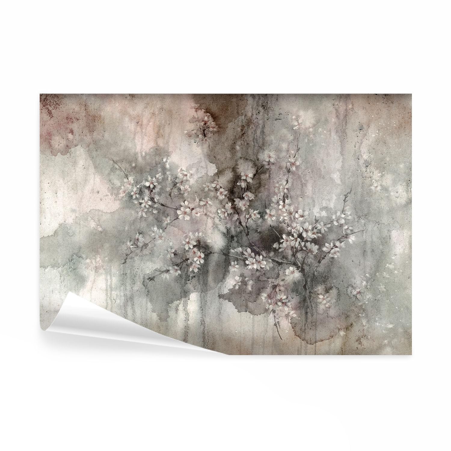 decomonkey Photo Wallpaper Flower Tree 350 x 256 cm - Vintage Floral Wall Mural Non-Woven Murals Wall Art Fleece Modern Print Home Decoration Design Nature Picture Abstract Bedroom Living Room